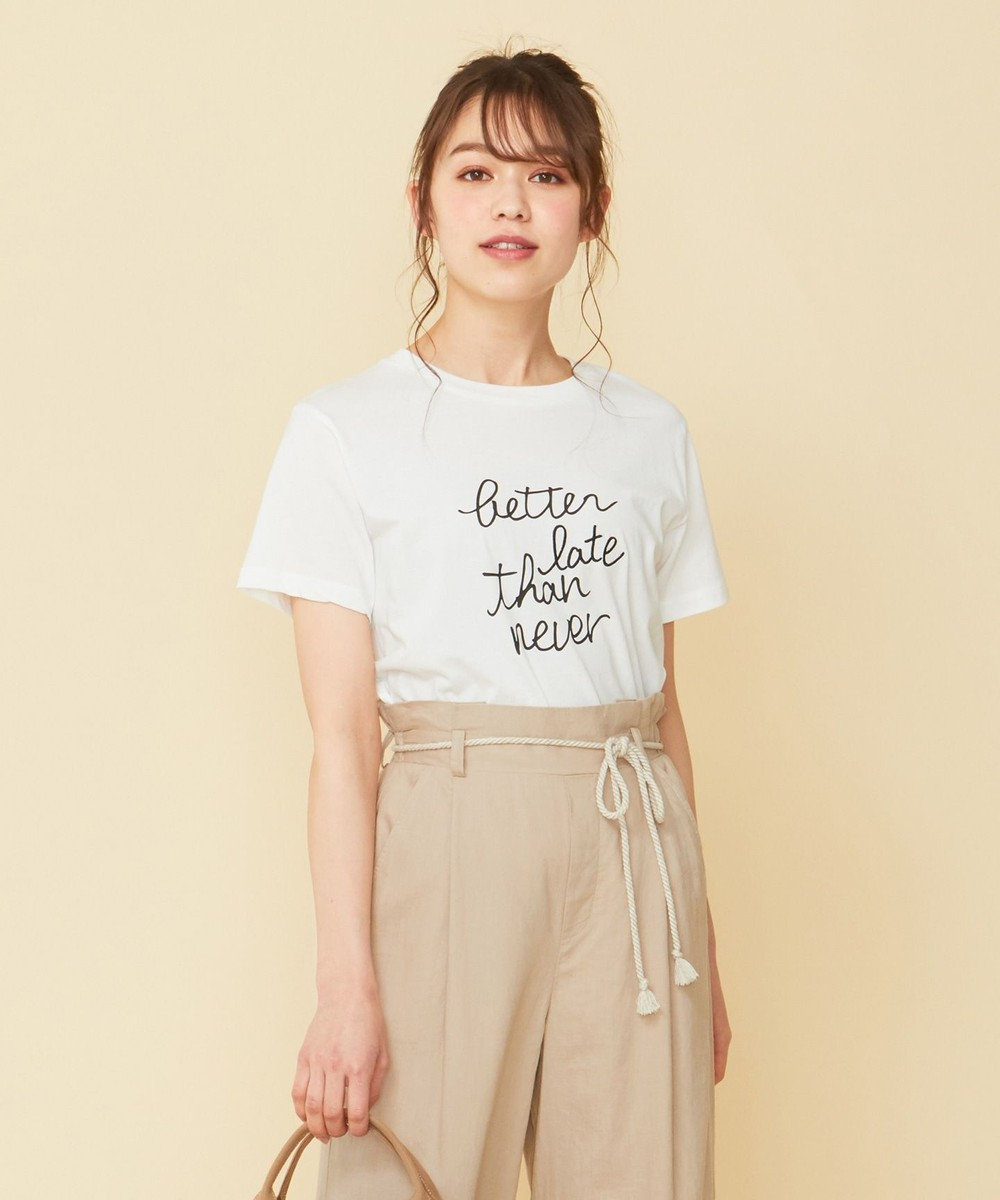 any SiS 【L'aube】刺繍ミックスロゴ Tシャツ オフホワイト