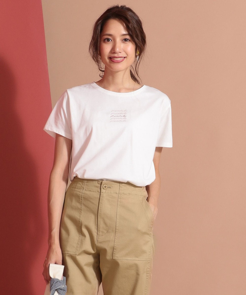 any SiS 【UVケア＆接触冷感】ロゴプリント Tシャツ ホワイト系