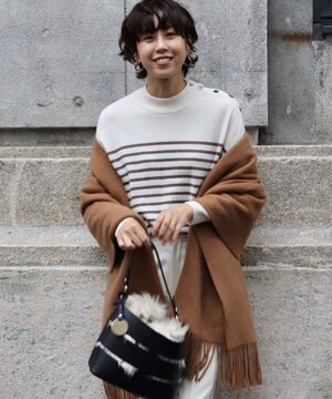 キャッシュメリノライト ボーダーニット