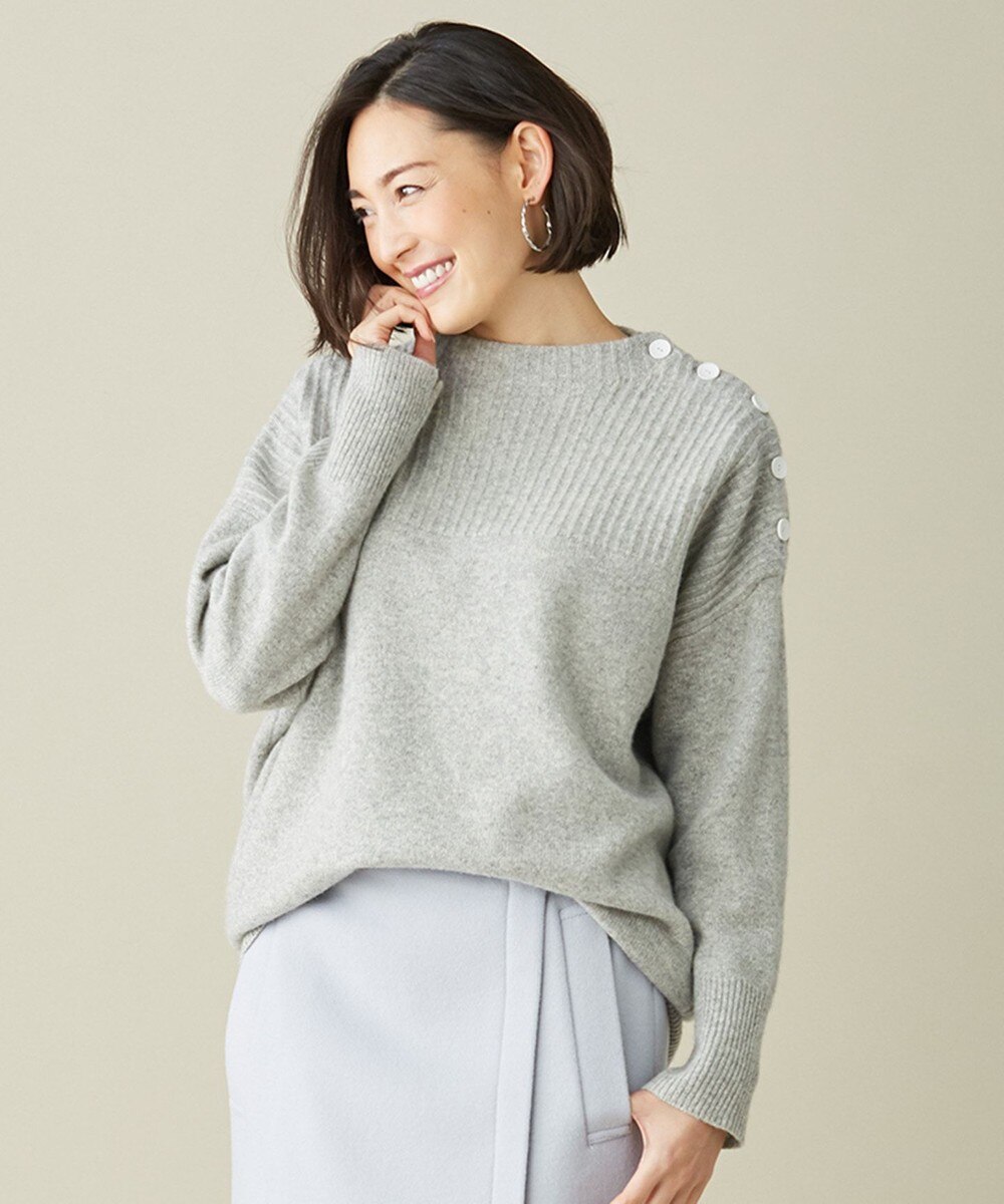 【オンワード】 ICB L>トップス 【マガジン掲載】Soft Cashmere Mix ボタンニット(番号CL32) ボルドー L レディース 【送料無料】