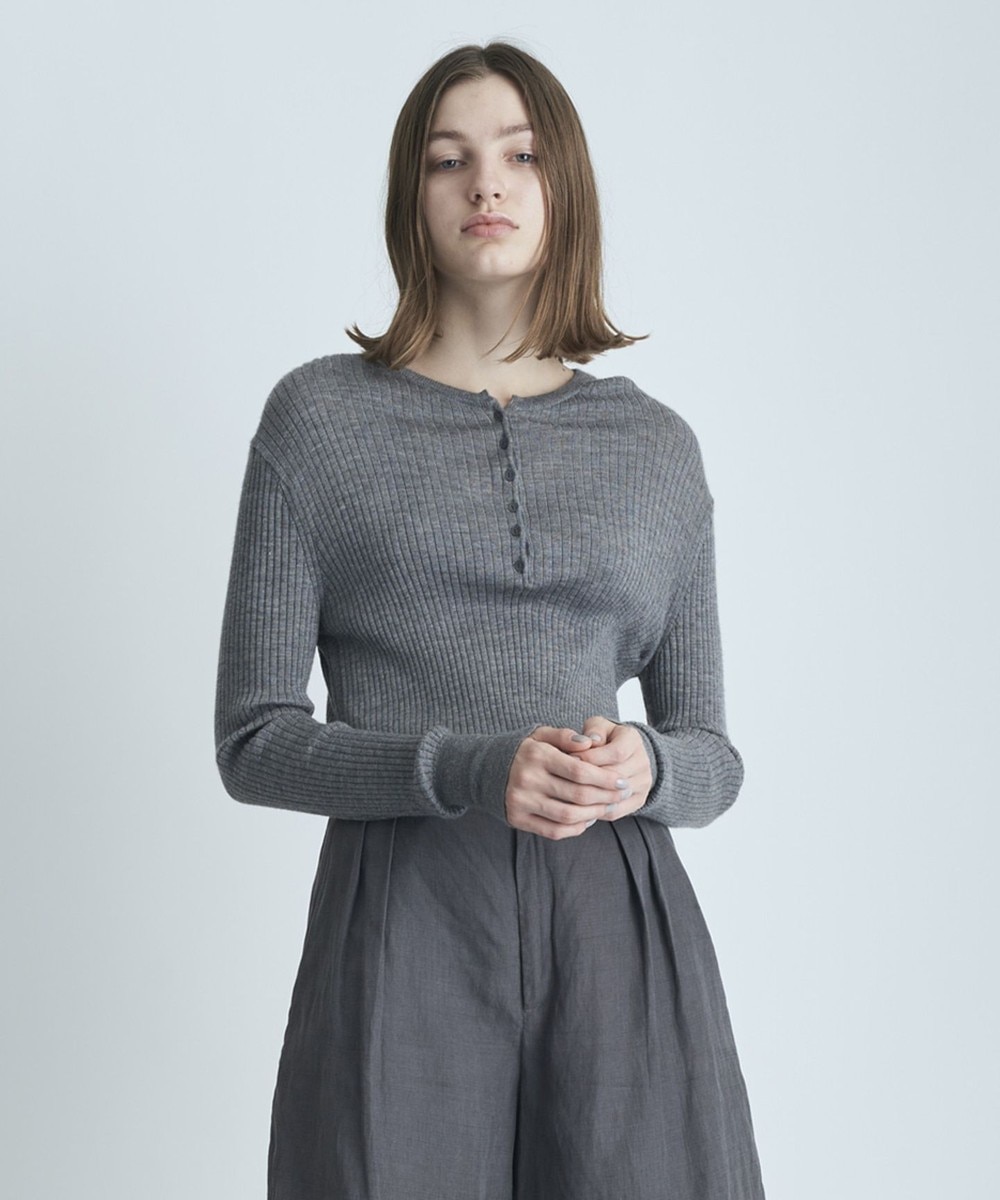 【オンワード】 ATON>トップス CASHMERE SILK ヘンリーネックセーター BLACK 02 レディース 【送料無料】