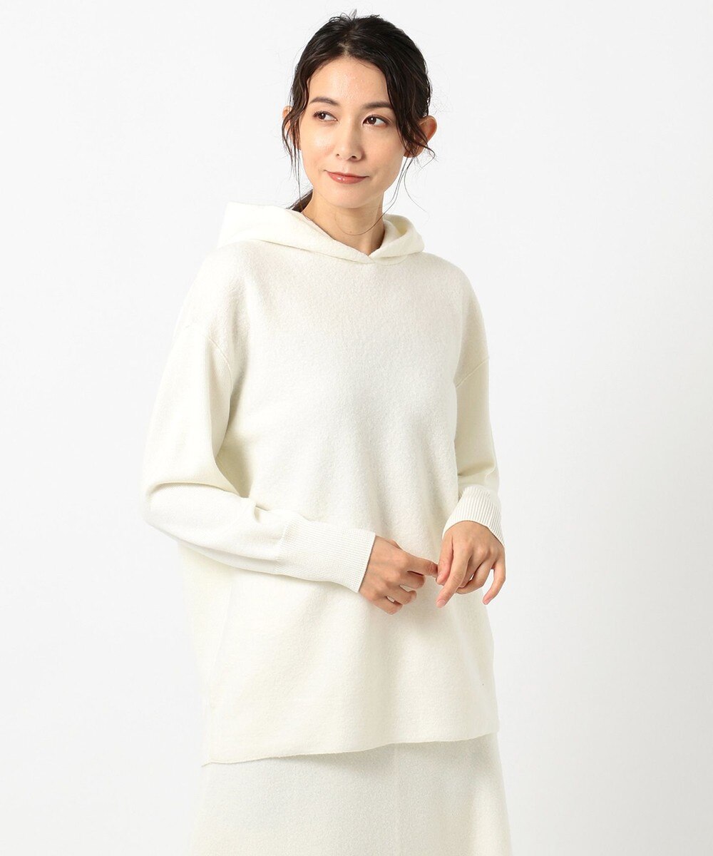 【オンワード】 ICB L>トップス Milled Wool ニットパーカー アイボリー L レディース 【送料無料】