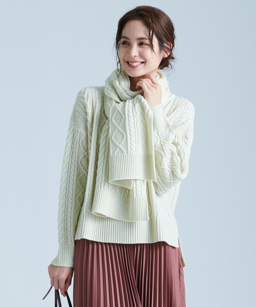 【オンワード】 any FAM L>トップス ケーブルニット&マフラーセット ブラウン 4 レディース 【送料無料】