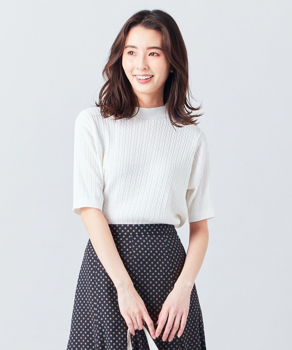 【オンワード】 J.PRESS LADIES>トップス 【洗える】コットンアセテートケーブル ニット ライトオレンジ L レディース 【送料無料】