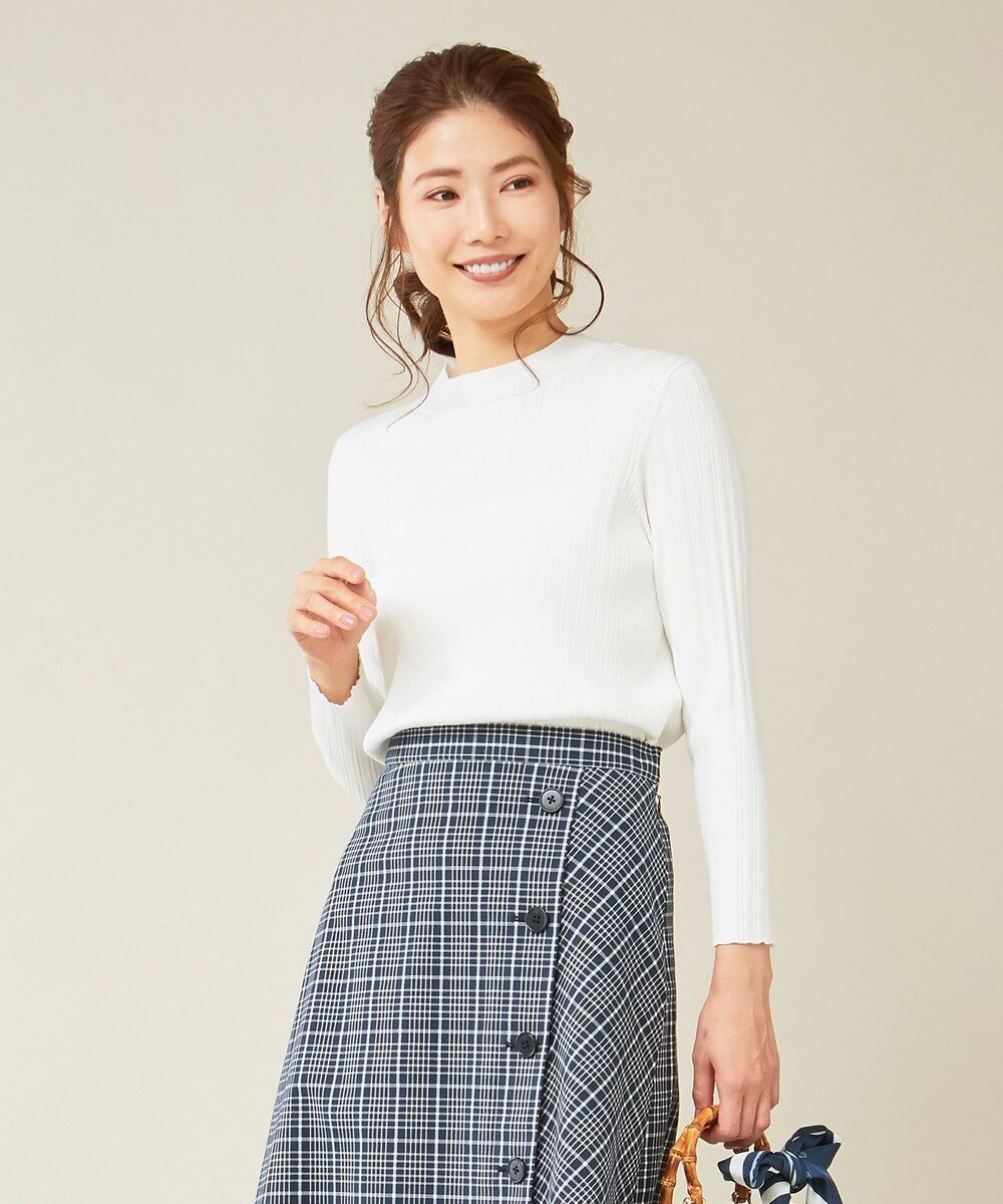 【オンワード】 J.PRESS LADIES L>トップス 【洗える】ソフトファイバーランダムリブ 無地ニット アイボリー T13 レディース 【送料無料】