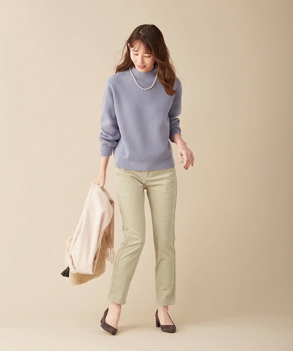 J.PRESS LADIES 【洗える】ウールブレンド片畦 ニット 