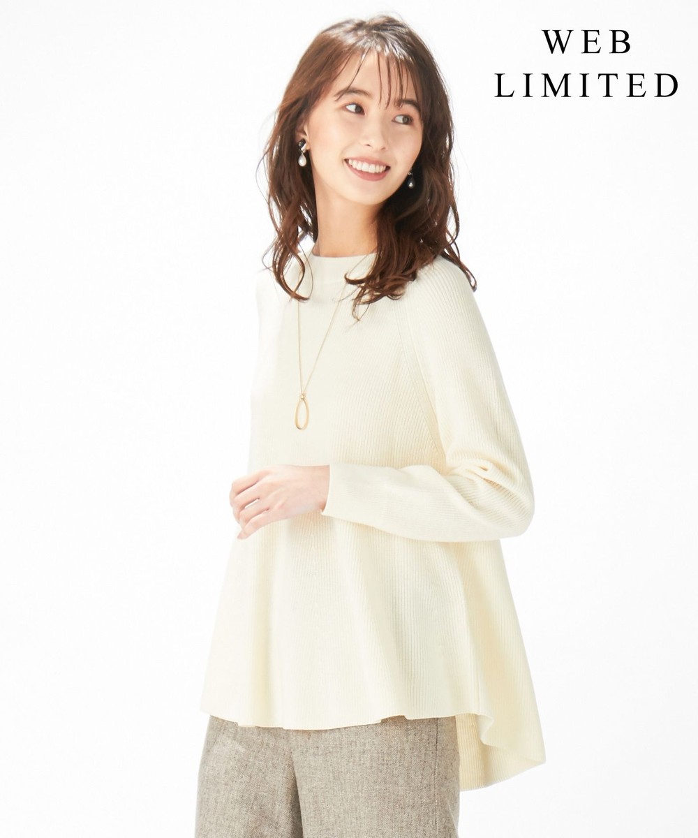 【オンワード】 J.PRESS LADIES L>トップス 【WEB限定】洗えるSEMI WORSTED ポンチョ風 ニット アイボリー T13 レディース 【送料無料】