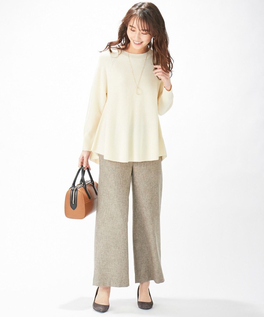 J.PRESS LADIES L 【WEB限定】洗えるSEMI WORSTED ポンチョ風 ニット 