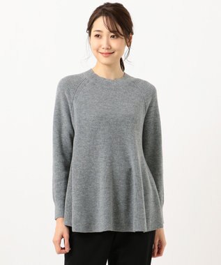 J.PRESS LADIES L 【WEB限定】洗えるSEMI WORSTED ポンチョ風 ニット ライトグレー系
