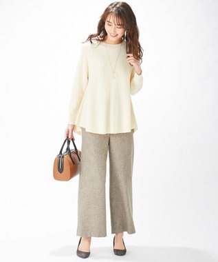 J.PRESS LADIES L 【WEB限定】洗えるSEMI WORSTED ポンチョ風 ニット アイボリー系