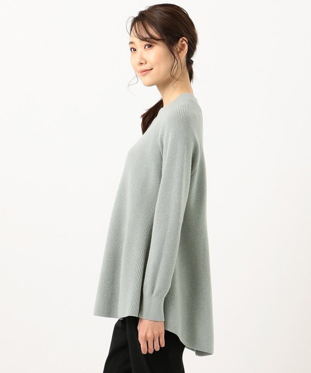 J.PRESS LADIES L 【WEB限定】洗えるSEMI WORSTED ポンチョ風 ニット グリーン系