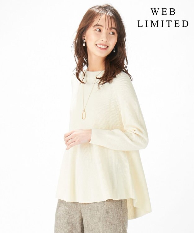 J.PRESS LADIES L 【WEB限定】洗えるSEMI WORSTED ポンチョ風 ニット アイボリー系