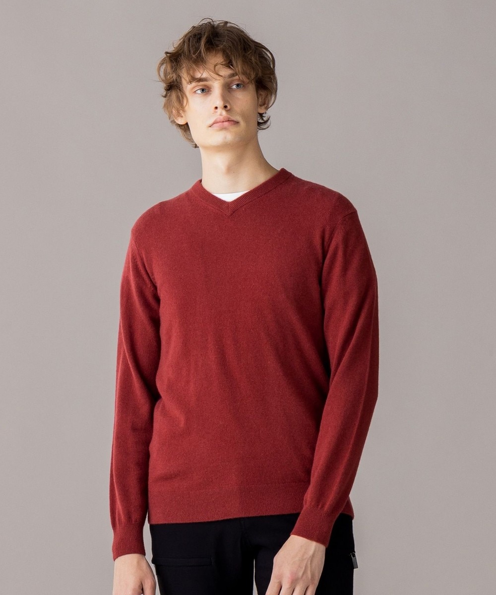 【オンワード】 JOSEPH MEN>トップス 【定番】ピュアカシミヤ ニット/Vネック ローズ 46 メンズ 【送料無料】