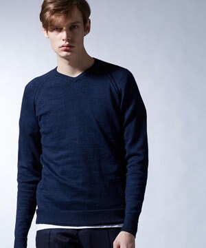  フェイドリネン Vネック ニット / セーター