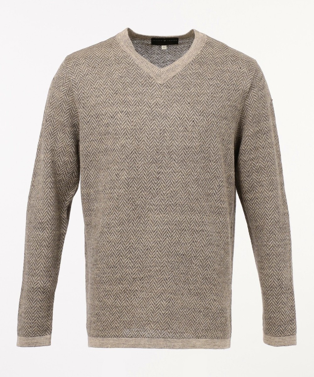 【オンワード】 JOSEPH ABBOUD>トップス 【LUXURY COLLECTION】トップリネンヘリンボーン ニット ベージュ LL メンズ 【送料無料】