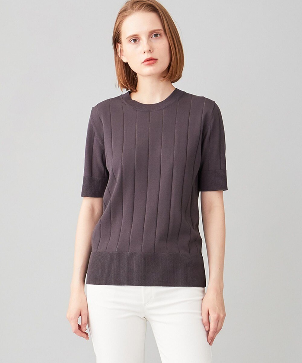 【オンワード】 JOSEPH>トップス 【洗える】ワイドリブコットン 半袖 ニット イエロー L レディース 【送料無料】