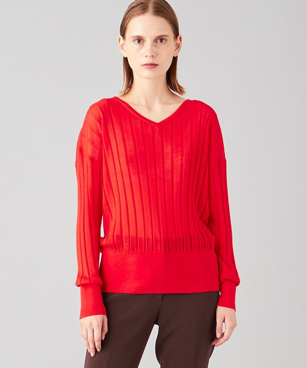 【オンワード】 JOSEPH>トップス シアウール Vネックロングスリーブ ニット レッド M レディース 【送料無料】
