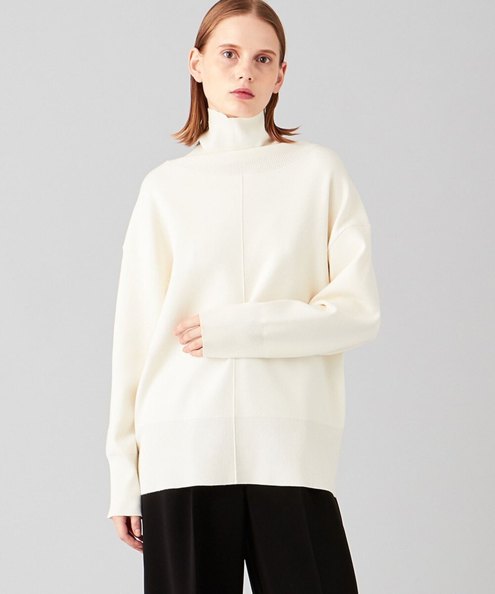 【オンワード】 JOSEPH>トップス 【洗える】スポンジッシュスムース ハイネック ロングスリーブ ニット アイボリー L レディース 【送料無料】