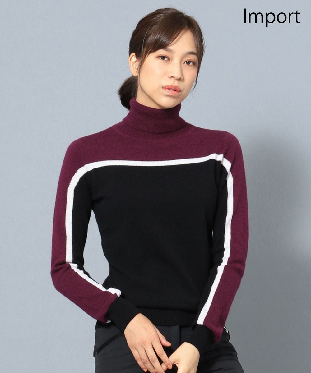 【WOMEN】【IMPORT】カシミヤ混 タートルネックセーター, ブラック系, 0