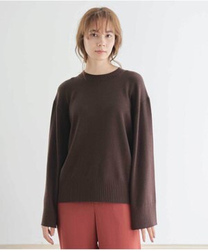 【洗える】コットンウールビッグスリーブニット