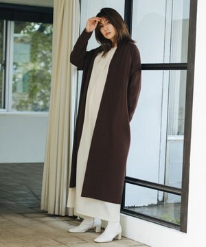 【洗える】ダブルフェイスニットロングコート