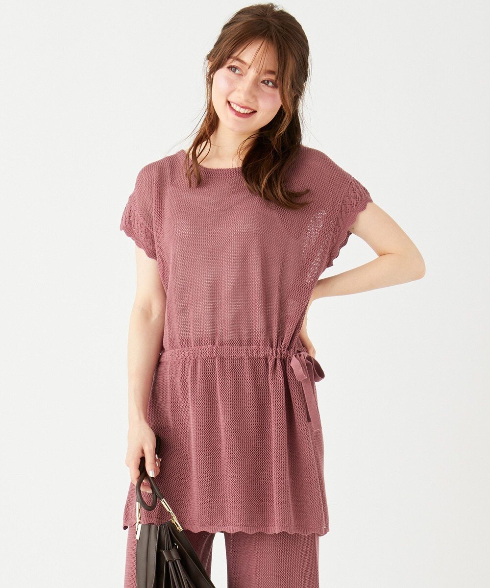 【オンワード】 Feroux>トップス 【洗える】サイドリボンクロシェ ニット ローズ 2 レディース 【送料無料】