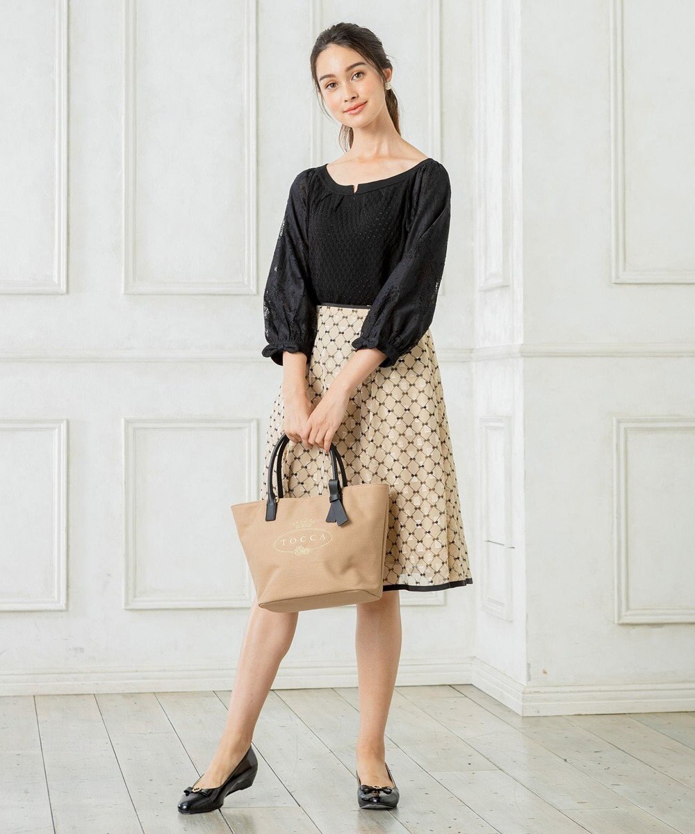 TOCCA 洗える ニット セットアップ M 9号 黒 半袖 プリーツスカート 