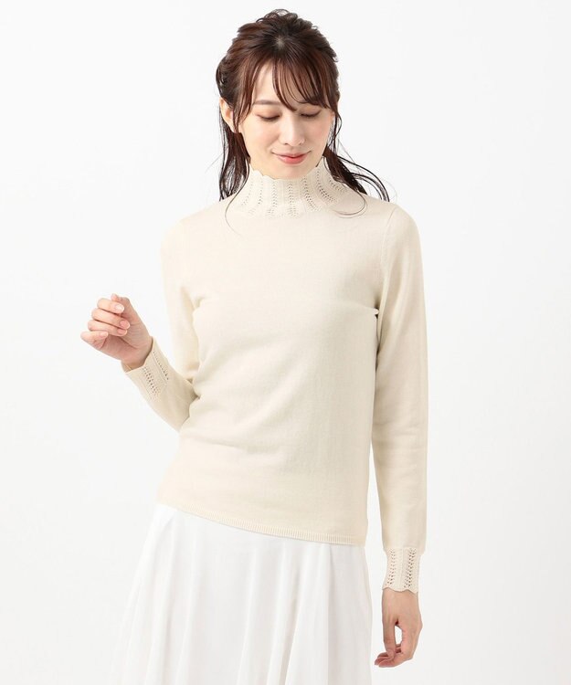 TOCCA 【洗える！】【TOCCA LAVENER】Lace Turtle Knit ニット アイボリー系