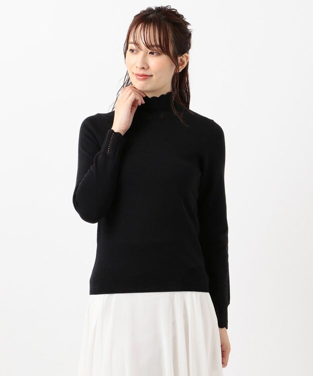 TOCCA 【洗える！】【TOCCA LAVENER】Lace Turtle Knit ニット ブラック系