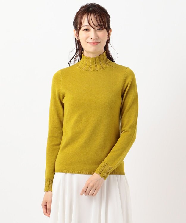 TOCCA 【洗える！】【TOCCA LAVENER】Lace Turtle Knit ニット 黄緑系