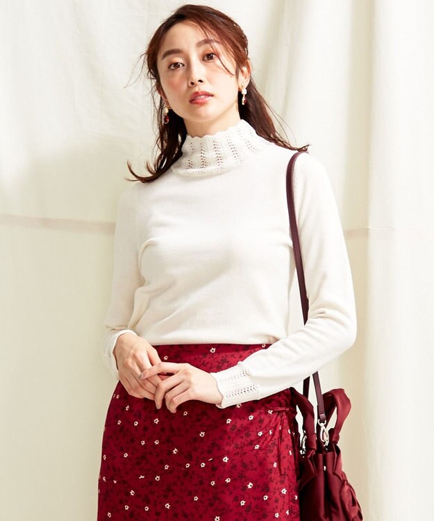 TOCCA 【洗える！】【TOCCA LAVENER】Lace Turtle Knit ニット アイボリー系