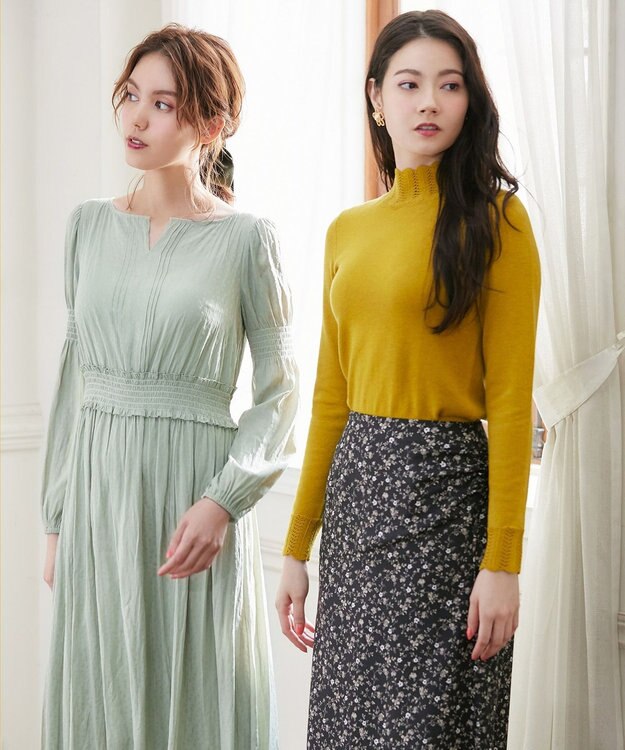 TOCCA 【洗える！】【TOCCA LAVENER】Lace Turtle Knit ニット 黄緑系