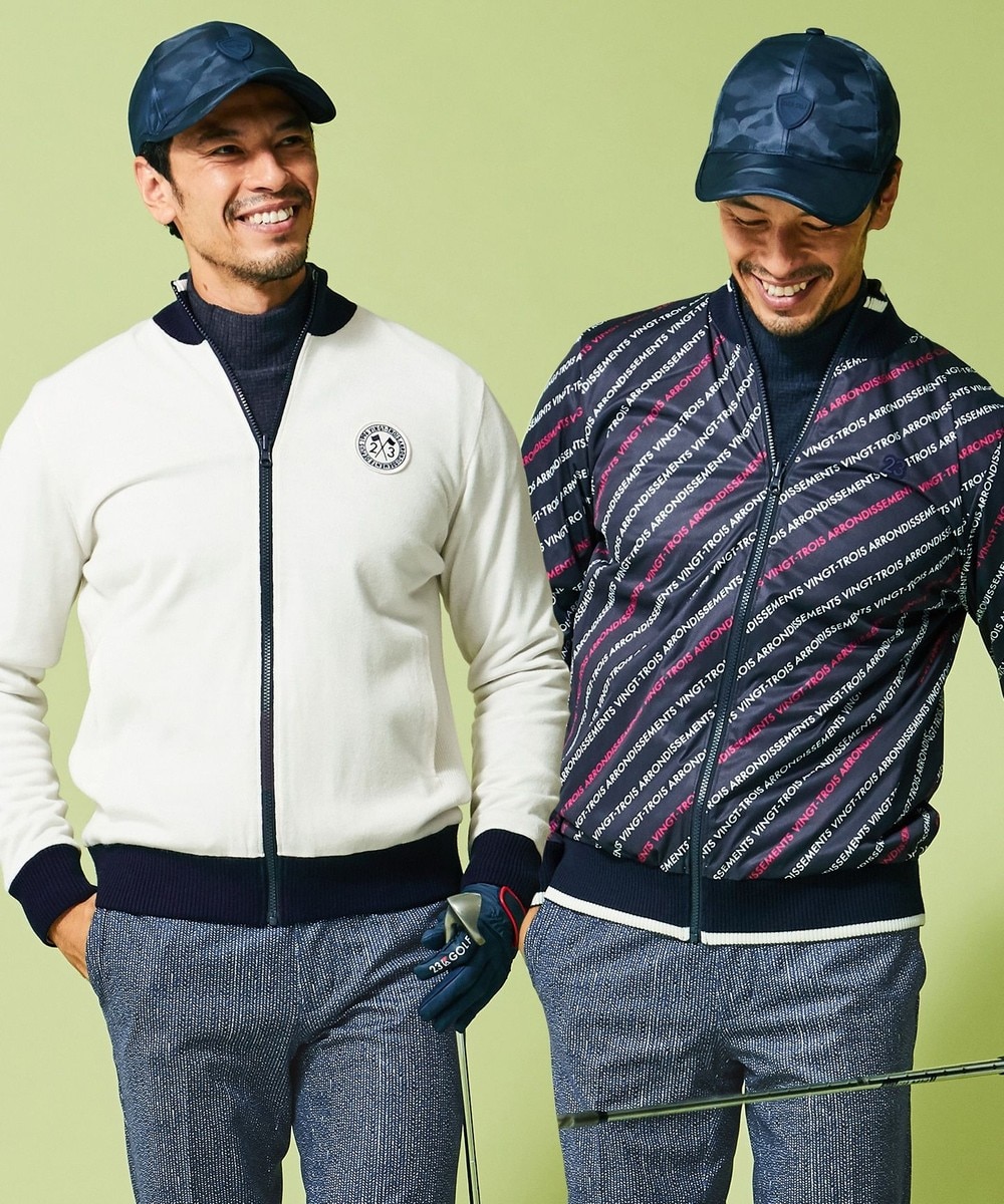 【オンワード】 23区GOLF>ジャケット/アウター 【MEN】【洗える】リバーシブル ニットブルゾン ブラック M メンズ 【送料無料】