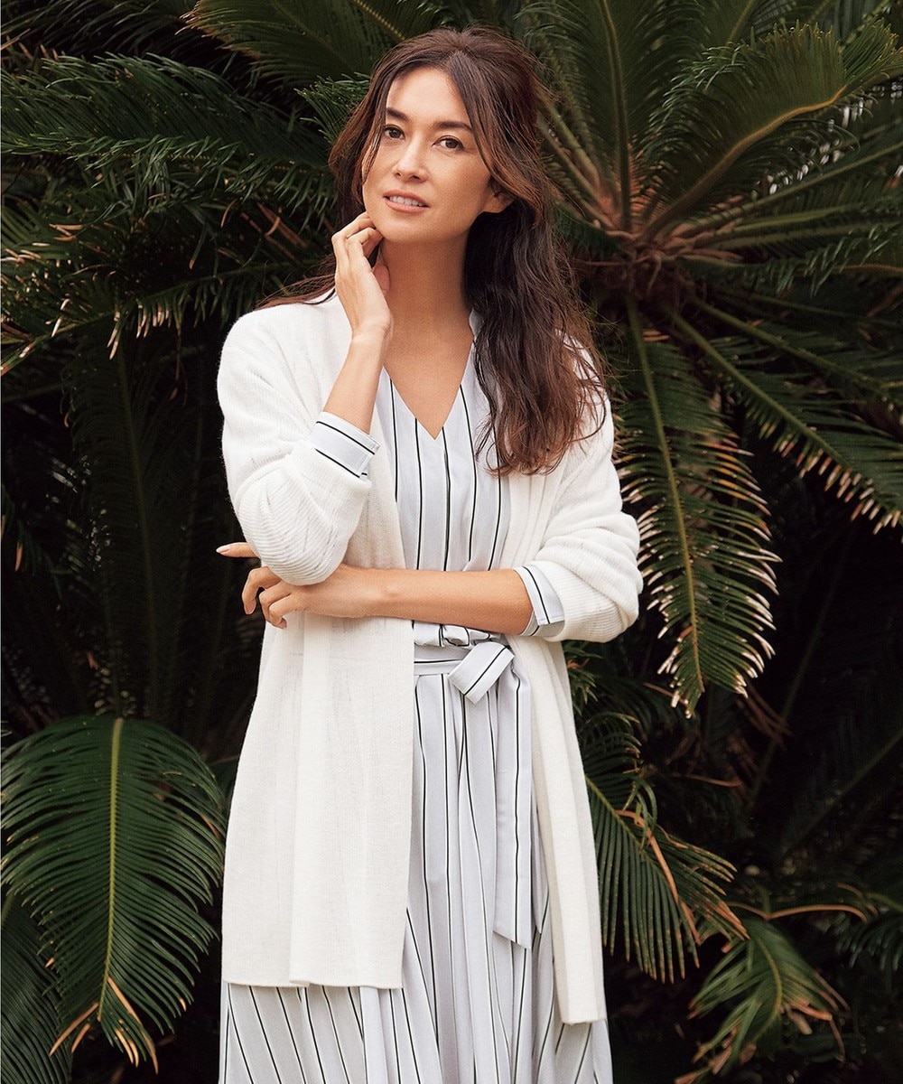 【オンワード】 自由区 L>トップス 【マガジン掲載】ラミーテンセル ドレープニットカーディガン ホワイト 44 レディース 【送料無料】