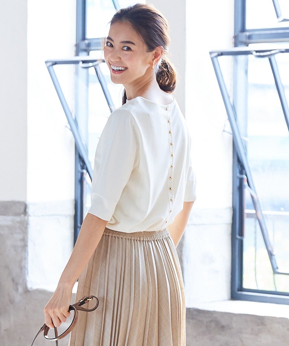 【オンワード】 23区 L>トップス 【洗える】レーヨンストレッチバックボタン ニット キャメル 46 レディース 【送料無料】