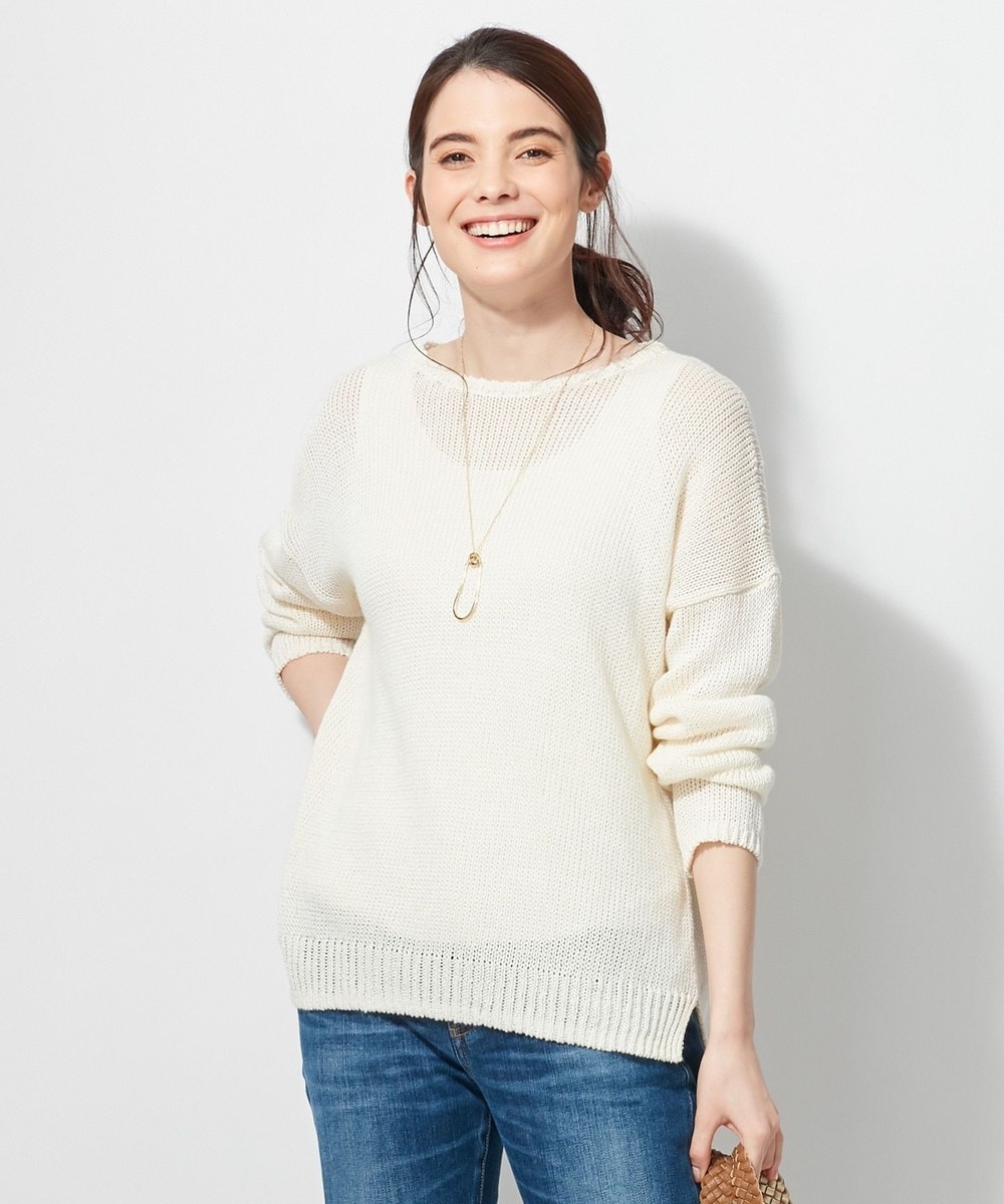 【オンワード】 23区 L>トップス 【洗える】Biagioli リネンリリー ニット アイボリー 44 レディース 【送料無料】