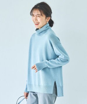 ウールコットン オーバーサイズタートルネック ニット