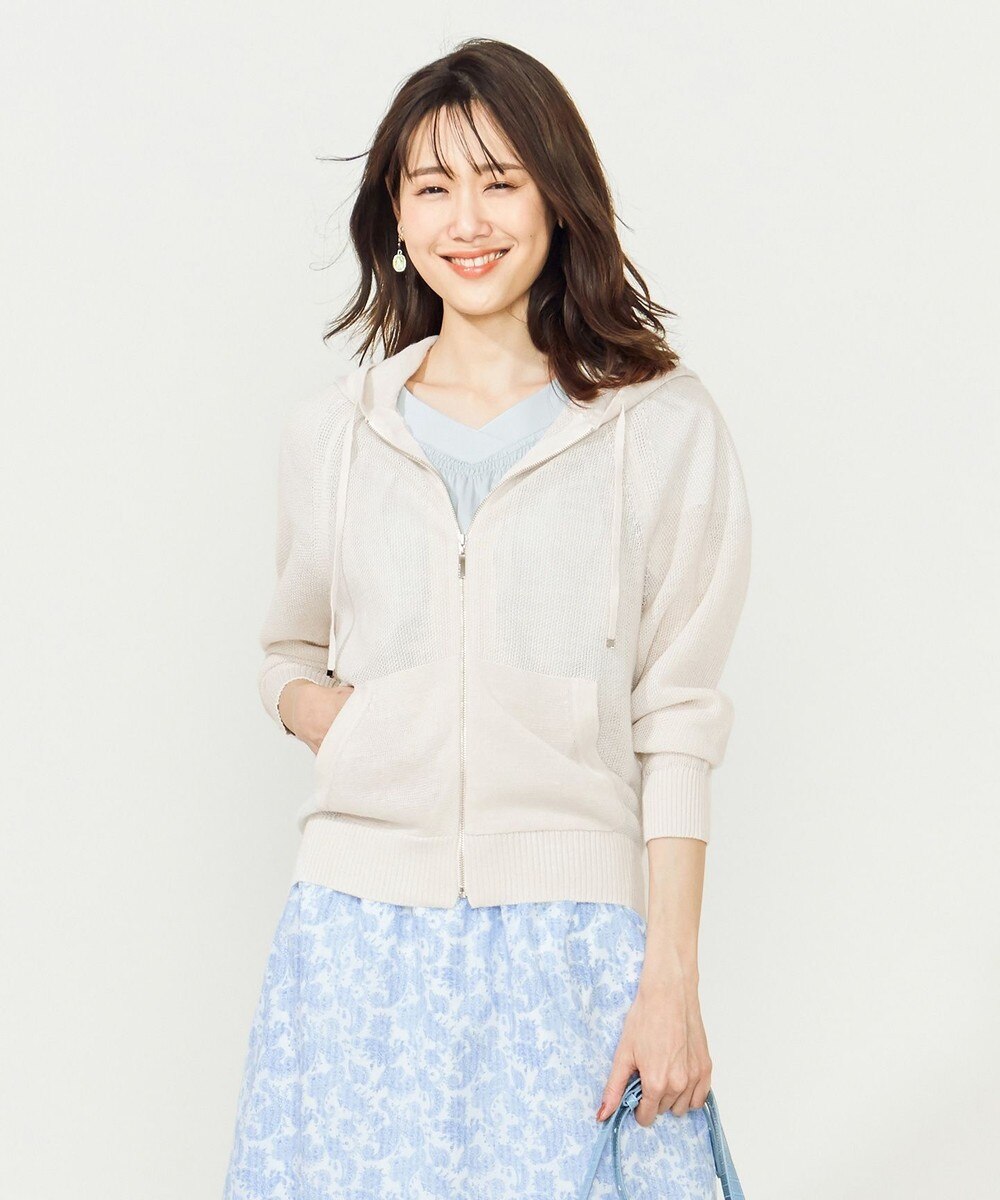 【オンワード】 組曲 L>トップス 【夏の羽織に最適!】ラミーハイゲージ パーカー キャメル 5 レディース 【送料無料】