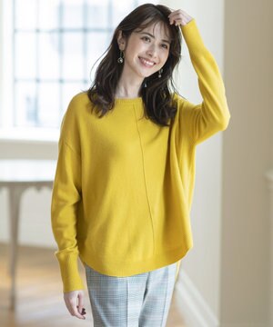 【洗える】カシミヤブレンド ラウンドヘム プルオーバー ニット