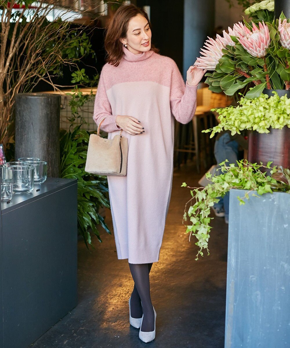 2019冬のweb限定 ふんわりタートルネック ニットワンピース web限定 ピンク s