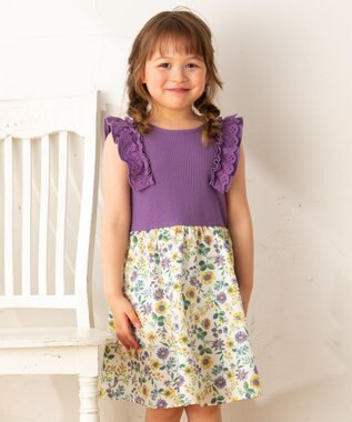 90 130cm ボタニカル風花柄プリント ドッキングワンピース Any Fam Kids ファッション通販 公式通販 オンワード クローゼット