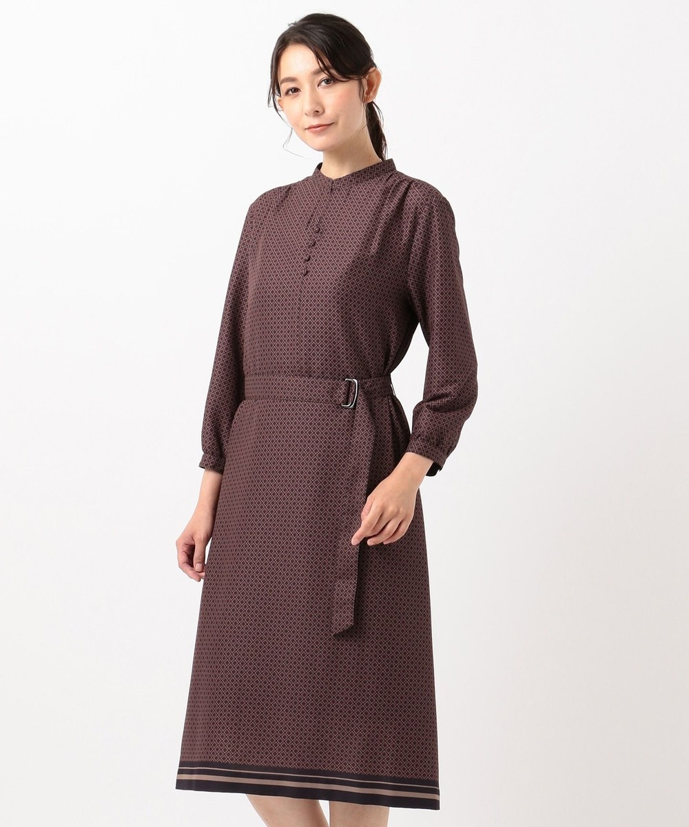 【オンワード】 J.PRESS LADIES L>ワンピース 【洗える】ジオメトリックプリント ワンピース グレー T15 レディース 【送料無料】