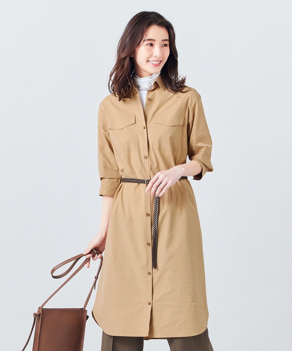 【オンワード】 J.PRESS LADIES S>ワンピース 【イージーケア】洗えるT/Cソフトタイプライター シャツワンピース キャメル P5 レディース 【送料無料】