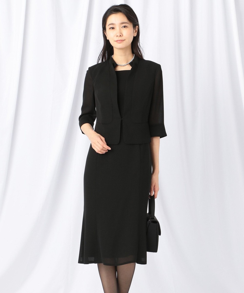 【オンワード】 自由区 FORMAL>ワンピース 【洗える/5~17号】ウォッシャブル梨地 ワンピース ブラック 36 レディース 【送料無料】