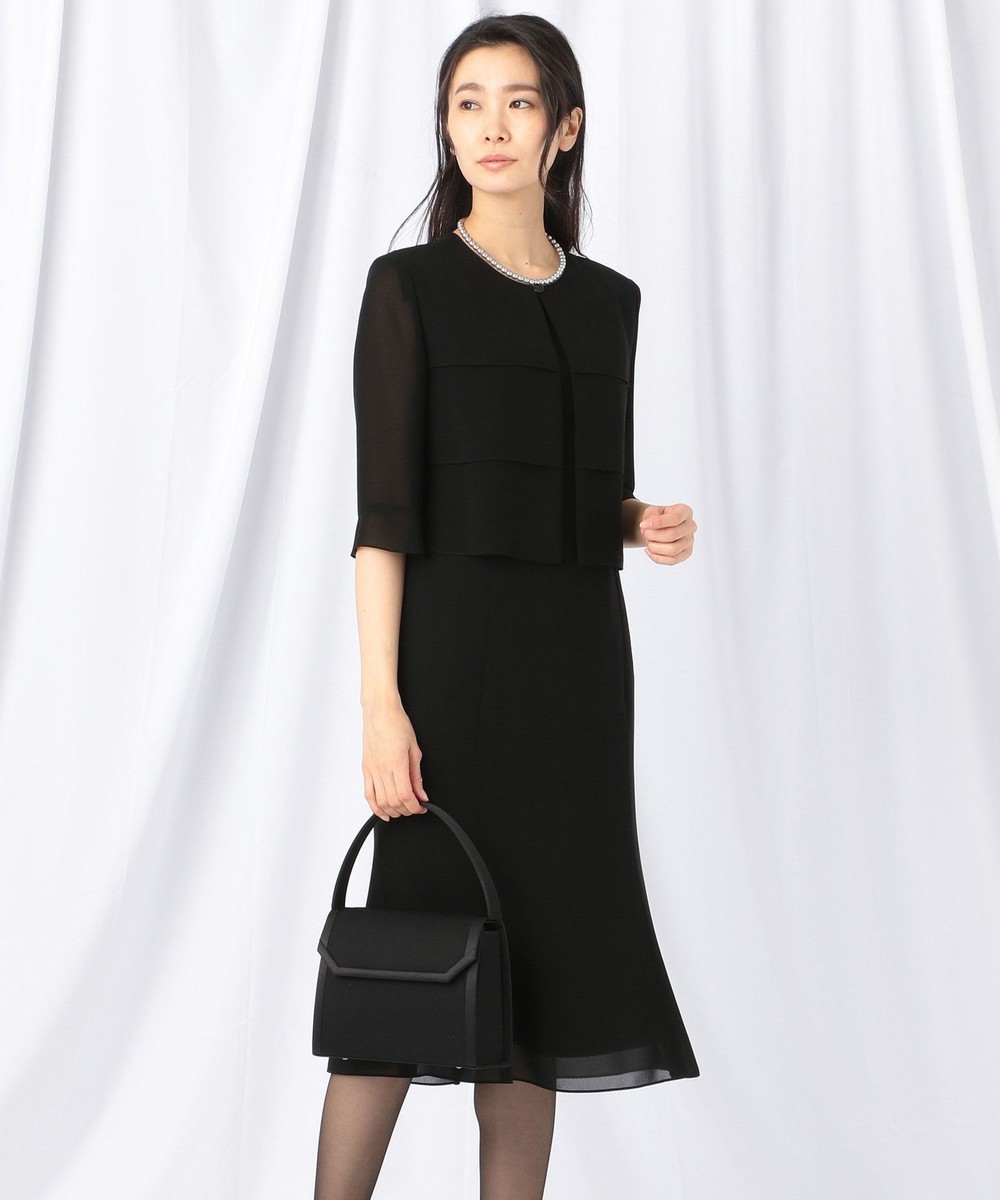 【オンワード】 自由区 FORMAL>ワンピース 【人気NO.1 / 洗える】セオプラスG.C ボレロ風ワンピース ブラック 34 レディース 【送料無料】