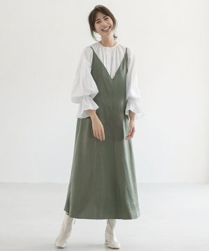 【洗える】ストレッチサテンキャミソールドレス