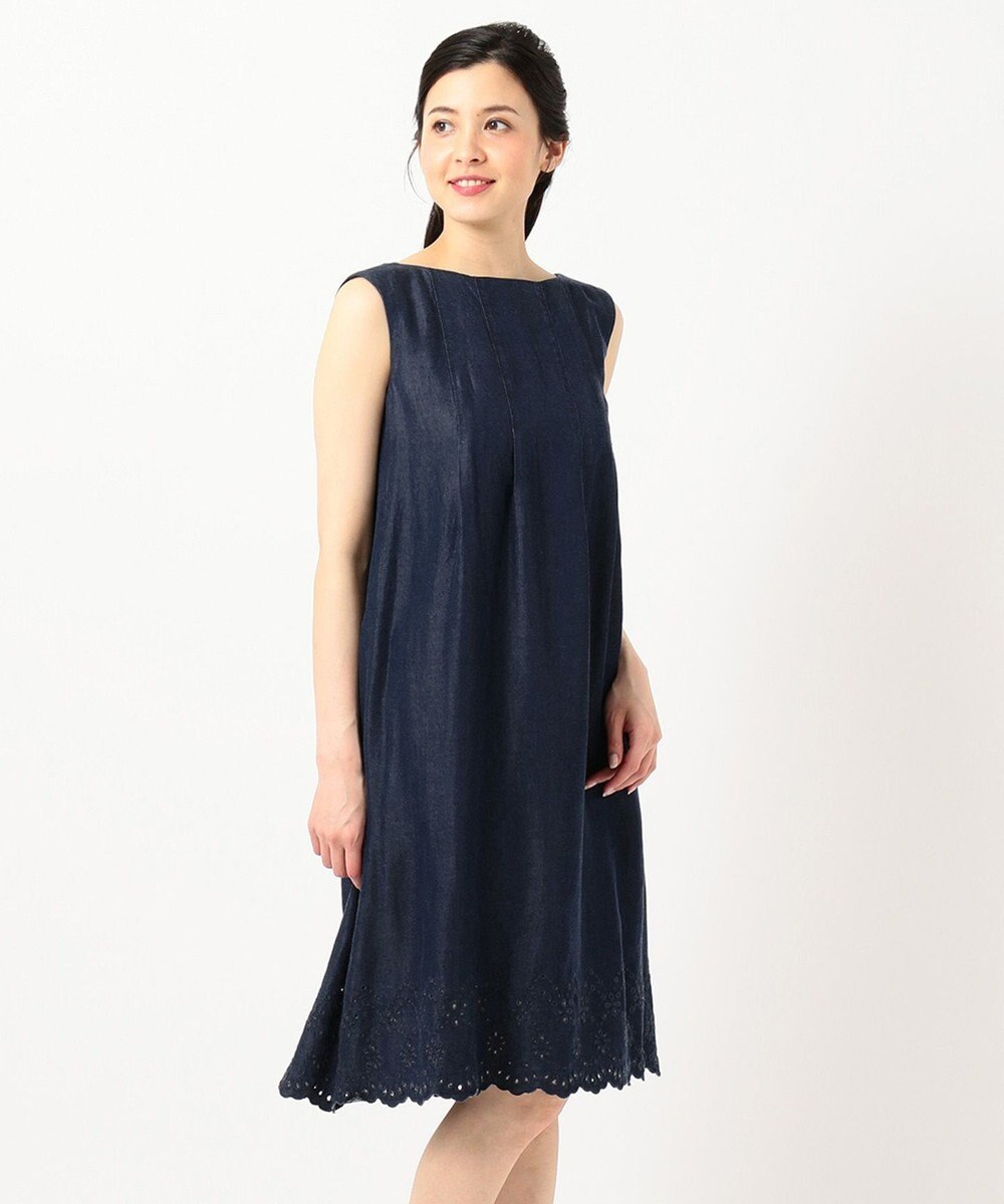 【WEB限定】【TOCCA LAVENDER】Zero Cotton Denim ドレス, ブルー系, 0