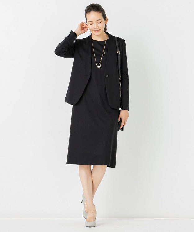 自由区 【Sサイズ有】360°FREE ウォッシャブル ワンピース ブラック系