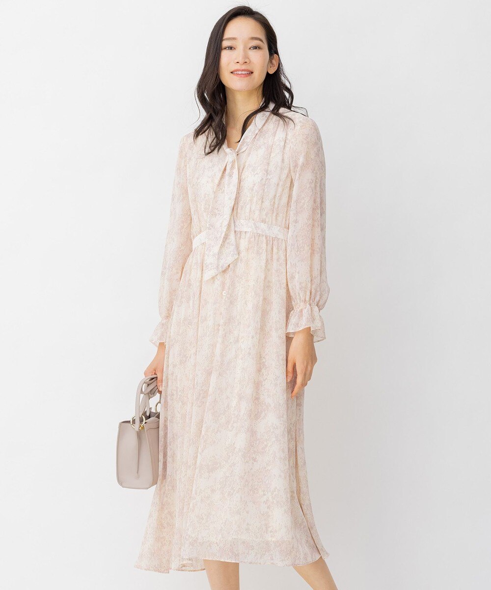 【オンワード】 自由区>ワンピース シフォン オリジナルプリント ロングドレス ローズ 38 レディース 【送料無料】