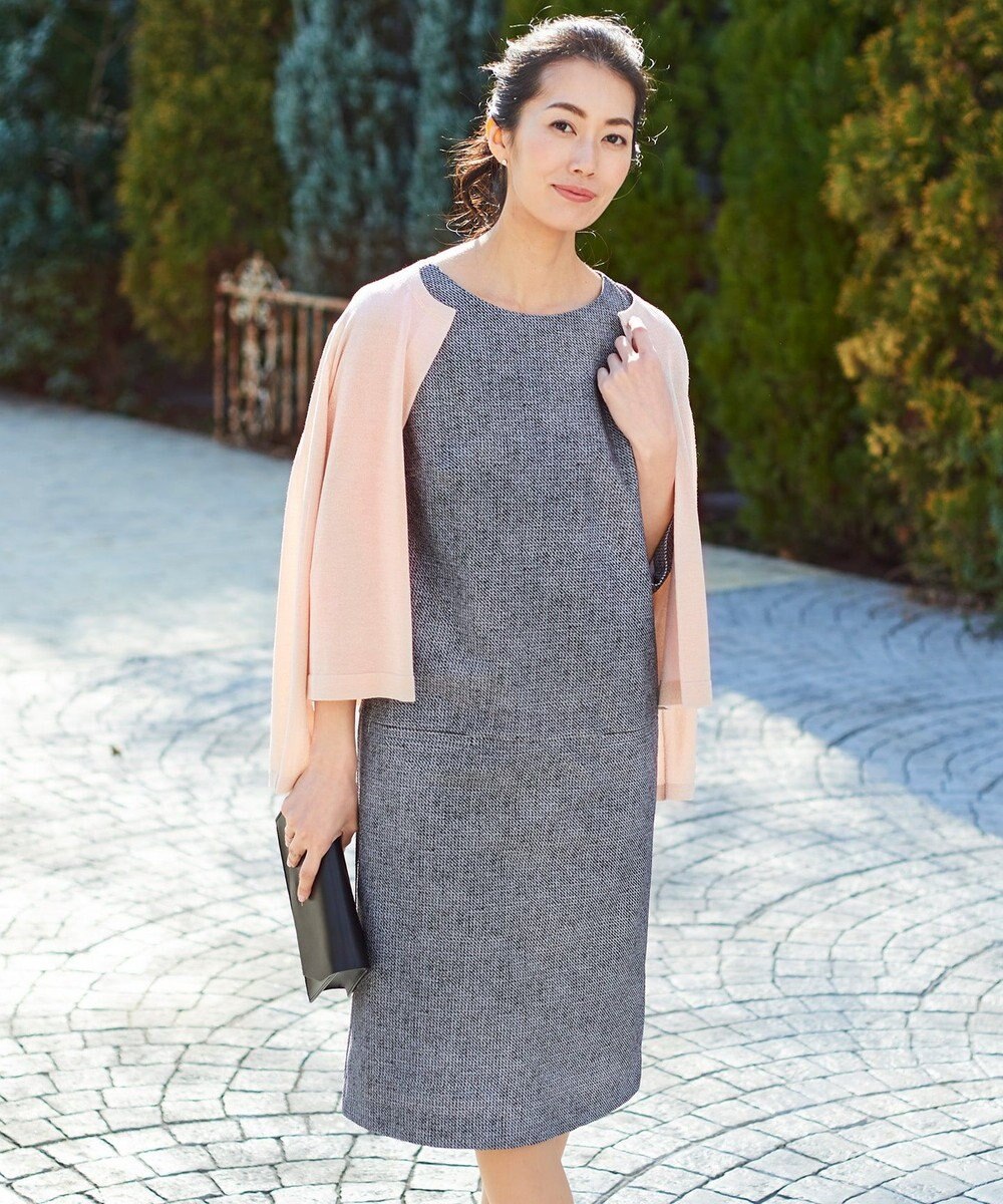 19春のweb限定カラー ツイードプリント ストレッチワンピース 自由区 ファッション通販 公式通販 オンワード クローゼット